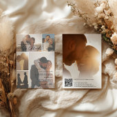 Minimale Script Qr-Code-Namen 6-Foto-Grid-Hochzeit Einladung