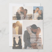 Minimale Script Qr-Code-Namen 6-Foto-Grid-Hochzeit Einladung (Vorderseite)