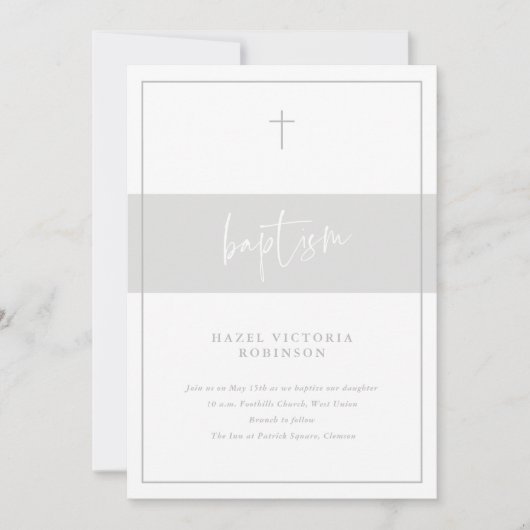 Minimale Script religiöse Taufe Einladung (Vorderseite)