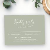 Minimale Script Sage Green Wedding RSVP Card