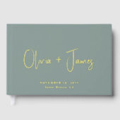 Minimale Script-Sage Grüne Hochzeit Gästebuch (Vorderseite)