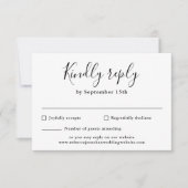 Minimale Script Schwarz-weiß Wedding RSVP Card Karte (Vorderseite)