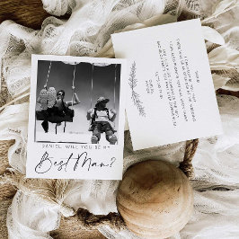 Minimale Script-Trauzeuge-Vorschlagskarte mit Foto Postkarte