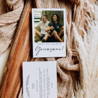 Minimale Script-Trauzeuge-Vorschlagskarte mit Foto
