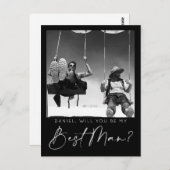 Minimale Script-Trauzeuge-Vorschlagskarte mit Foto Postkarte (Vorne/Hinten)