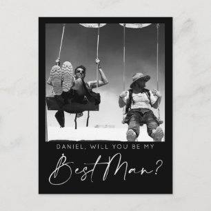 Minimale Script-Trauzeuge-Vorschlagskarte mit Foto Postkarte