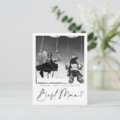 Minimale Script-Trauzeuge-Vorschlagskarte mit Foto Postkarte (Stehend Vorderseite)