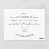 Minimale Script-Trauzeuge-Vorschlagskarte mit Foto Postkarte (Rückseite)