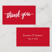 Minimale Script Typografie Cherry Red Danke Begleitkarte (Vorne/Hinten)