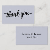 Minimale Script Typografie Dusty Blue Vielen Dank Begleitkarte (Vorne/Hinten)