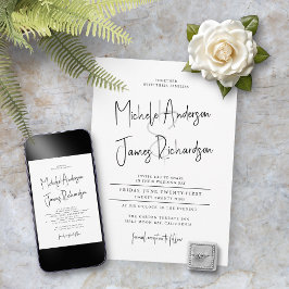 Minimale Script Typografie Formal Wedding Einladung