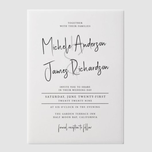 Minimale Script Typografie Formal Wedding Pergament Einladungen (Vorderseite)