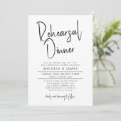 Minimale Script Typografie Hochzeit Probe Dinner Einladung (Stehend Vorderseite)
