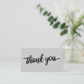 Minimale Script Typografie Light Gray Vielen Dank Begleitkarte (Stehend Vorderseite)