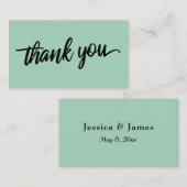 Minimale Script Typografie Light Green Vielen Dank Begleitkarte (Vorne/Hinten)