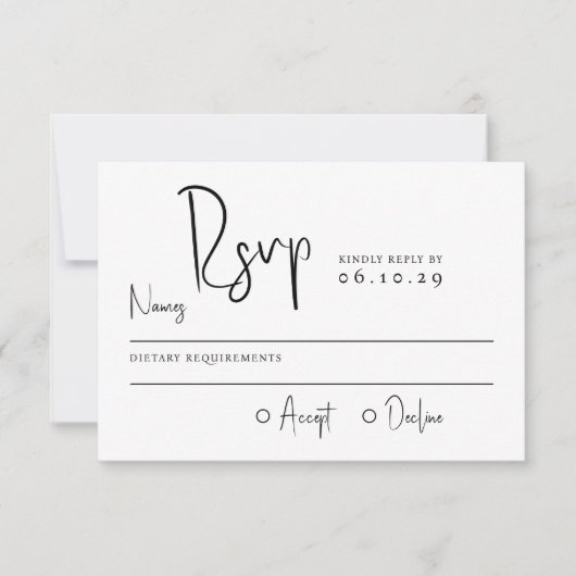 Minimale Script Typografy Foto Hochzeit RSVP Karte (Vorderseite)