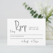 Minimale Script Typografy Foto Hochzeit RSVP Karte (Stehend Vorderseite)