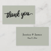 Minimale Script Typografy Sage Green Vielen Dank Begleitkarte (Vorne/Hinten)