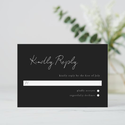 Minimale Script-UAwg RSVP Karte (Stehend Vorderseite)
