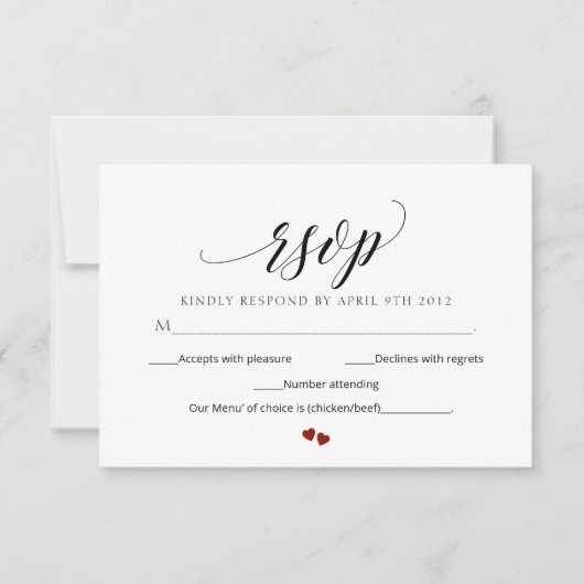 Minimale Script-Wedding RSVP Moderne Antwortkarte Einladung (Vorderseite)