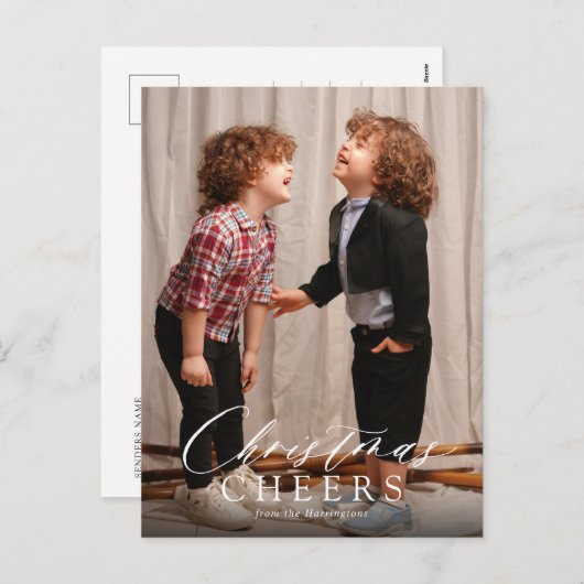 Minimale Script Weihnachten Cheers Holiday Postcar (Vorne/Hinten)