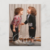 Minimale Script Weihnachten Cheers Holiday Postcar (Vorderseite)