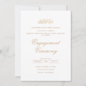Minimale Script White Gold-Engagement-Partei Einladung (Vorderseite)