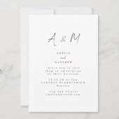 Minimale Script White Monogram Typografy Wedding Einladung (Vorderseite)
