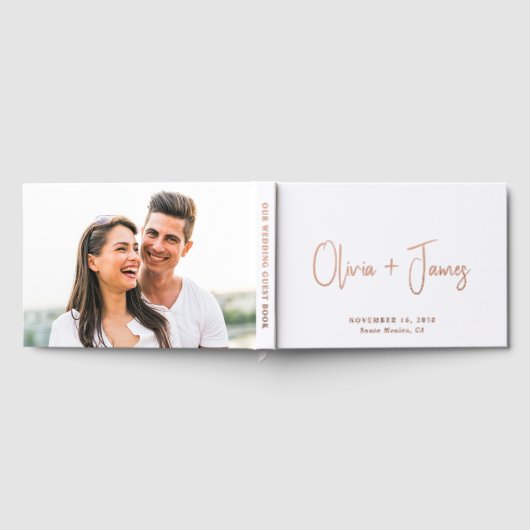 Minimale Script White Wedding Gästebuch (Voll)