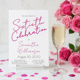 Minimale sechzigste Geburtstagsfeier Rosa Skript G Einladung