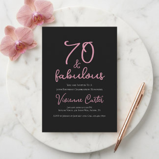 Minimale Siebziger und Fabulous 70. Geburtstagsfei Einladung