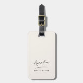 Minimale Signature Monogram Elfenbeinküche Elegant Gepäckanhänger (Vorderseite vertikal)