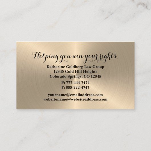 Minimale Silber- und Gold-Anwaltskarte Visitenkarte (Rückseite)