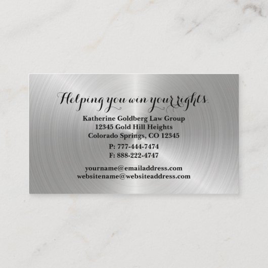 Minimale Silber- und Gold-Anwaltskarte Visitenkarte (Rückseite)