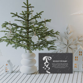 Minimale silberne Schleife Winter Schnee Bücher Ba Begleitkarte