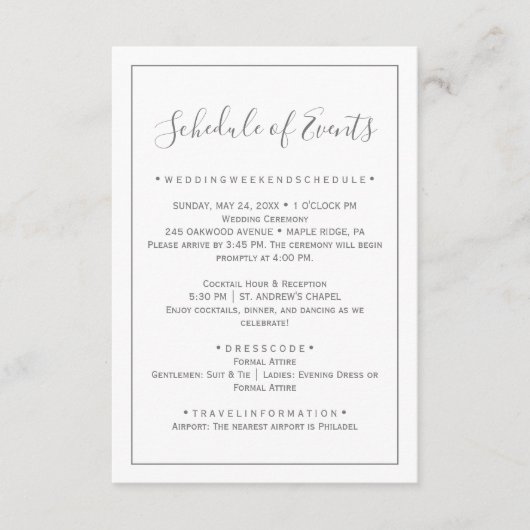 Minimale Silver Wedding Card Begleitkarte (Vorderseite)