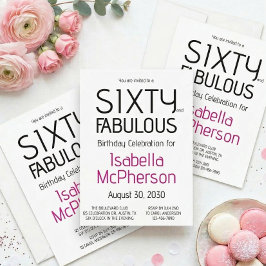 Minimale Sixty and Fabulous 60. Geburtstagsfeier Einladung