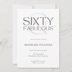Minimale Sixty and Fabulous 60. Geburtstagsfeier Einladung