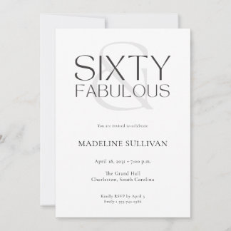 Minimale Sixty and Fabulous 60. Geburtstagsfeier Einladung