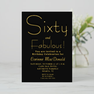 Minimale Sixty and Fabulous 60. Geburtstagsfeier Folieneinladung
