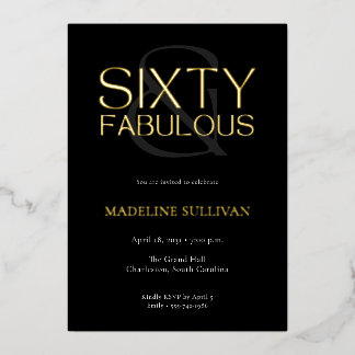 Minimale Sixty and Fabulous 60. Geburtstagsfeier Folieneinladung