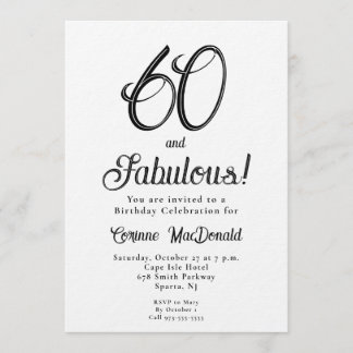 Minimale Sixty und Fabulous 60. Geburtstagsfeier Einladung