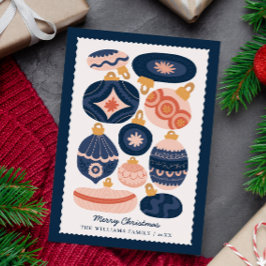 Minimale skandinavische Blauer Ornamente Nicht Fot Feiertagskarte