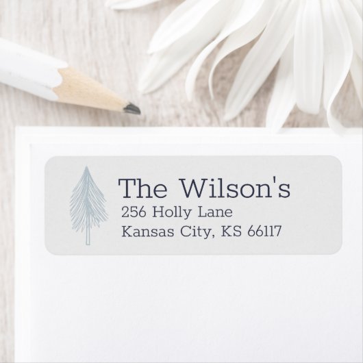 Minimale Sketch Evergreen Tree Holiday Label (Insitu)