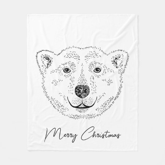 Minimale Skizze mit Text über den Kopf des Polarbä Fleecedecke (Vorderseite)