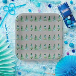 Minimale Skizze Weihnachtsbaum Illustration Pappteller