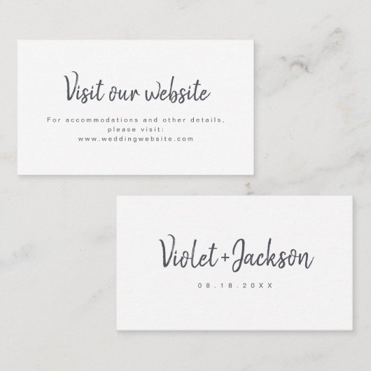 Minimale Skript Hochzeit Website einfügen Karte (Vorne/Hinten)