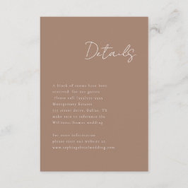 Minimale Skriptdetails-Abschlusskarte Begleitkarte