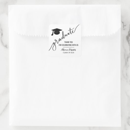 Minimale Skripte | Grand Hat Vielen Dank Quadratischer Aufkleber (Tasche)