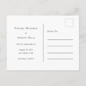 Minimale Skripte islamische Muslime Save the Date Ankündigungspostkarte (Rückseite)